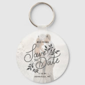 結婚式の日付を保存する写真書道植物学 キーホルダー (正面)