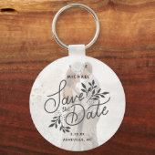 結婚式の日付を保存する写真書道植物学 キーホルダー (正面)