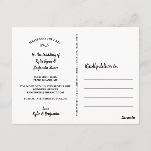 結婚式の日付を保存する写真書道植物学 ポストカード (裏面)