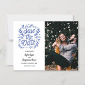 結婚式の日付を保存する写真書道植物学 マグネット招待状 (正面)