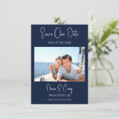 結婚式の日付を保存する写真航海の海軍 招待状 (スタンド正面)