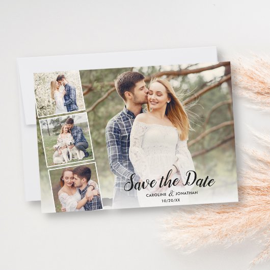 結婚式の日付を保存する多くの写真コラージュかわいらし