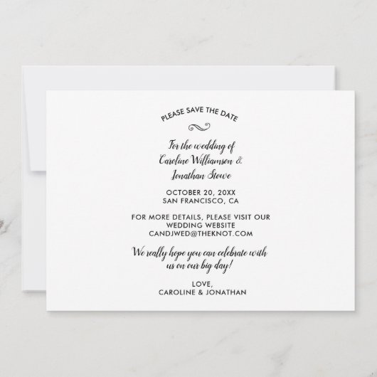 結婚式の日付を保存する多くの写真コラージュかわいらし (裏面)