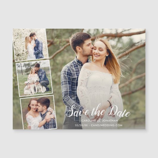 結婚式の日付を保存する多くの写真コラージュ (正面)