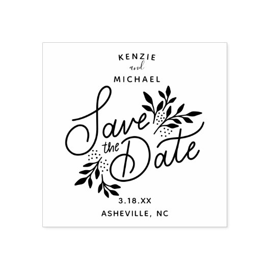 結婚式の日付を保存する手書植物学 ラバースタンプ (インプリント)