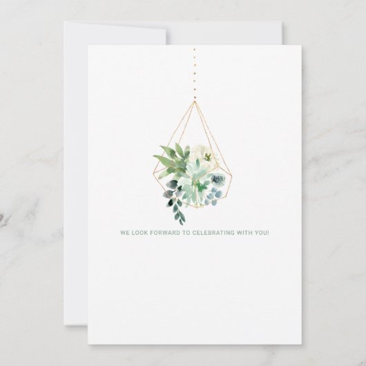 結婚式の日付を保存する水色の多肉性 招待状 (裏面)