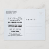 結婚式の日付を保存する水色の多肉植物 案内ポストカード (裏面)