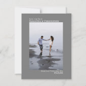 結婚式の日付を保存する縦型フォトグレミニマルー マグネット招待状 (正面)