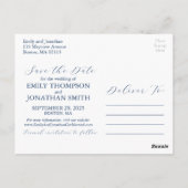 結婚式の日付を保存はがき2枚の写真ネイビー ポストカード (裏面)