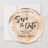 結婚式の日付を保存ウッドディスクスライスツリー写真 招待状 (正面)