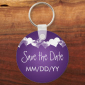 結婚式の日付を保存グランジハート紫 キーホルダー (正面)