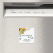 結婚式の日付を保存サンフラワーとユーカリ マグネット (インサイチュ (食洗機))