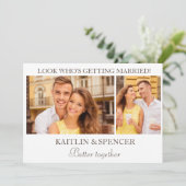 結婚式の日付を保存モダン2 Photo White 招待状 (スタンド正面)