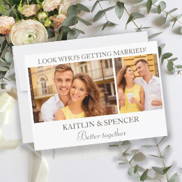 結婚式の日付を保存モダン2 Photo White 招待状