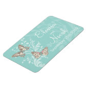 結婚式の日付を保存蝶ティール（緑がかった色）磁石 マグネット (左側)