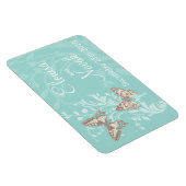 結婚式の日付を保存蝶ティール（緑がかった色）磁石 マグネット (右側)