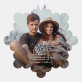 結婚式の日付を保存QRコード&2写真クリスマス オーナメントカード (裏面)