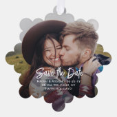 結婚式の日付を保存QRコード&2写真クリスマス オーナメントカード (正面)