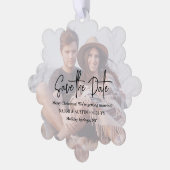 結婚式の日付を保存QR & Photo ユニーク Christmas オーナメントカード (左)