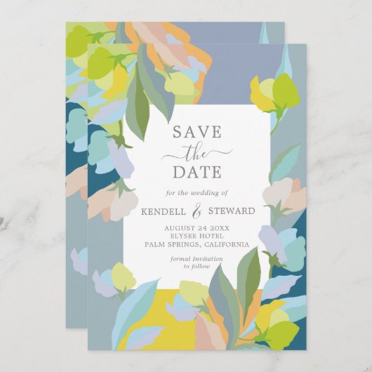 結婚式の日付を写真と一緒に保存 招待状 (正面/裏面)