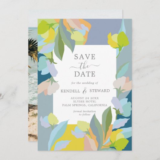 結婚式の日付を写真と一緒に保存 招待状 (正面/裏面)