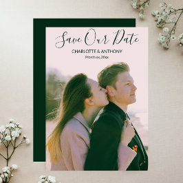 結婚式の日付を知らせる写真入りカード ハート 招待状