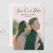 結婚式の日付を知らせる写真入りカード ハート 招待状 (正面)
