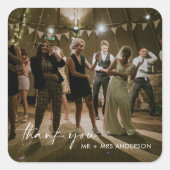 結婚式の日写真ありがとうステッカー スクエアシール (正面)