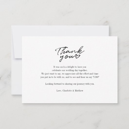 結婚式の日写真手書き文字ありがとう ノートカード (裏面)
