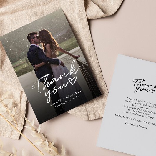 結婚式の日写真手書き文字ありがとう ノートカード