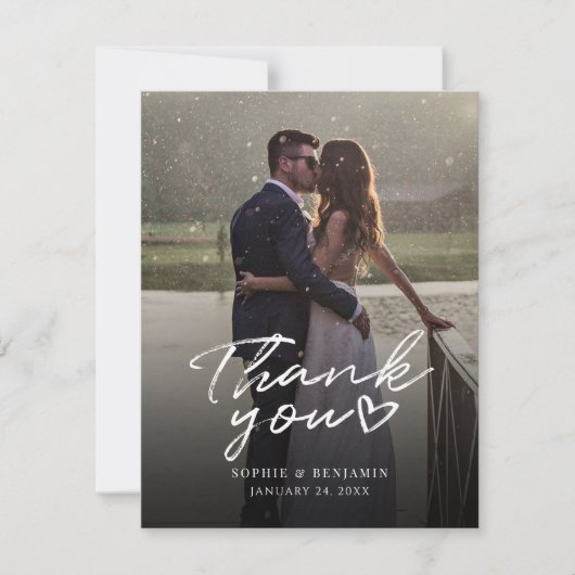 結婚式の日写真手書き文字ありがとう ノートカード (正面)