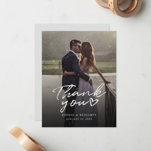 結婚式の日写真手書き文字ありがとう ノートカード (正面/裏面インサイチュ)