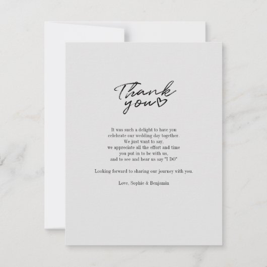 結婚式の日写真手書き文字ありがとう ノートカード (裏面)