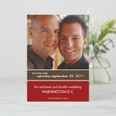 結婚式の日時お知らせカード {カラーブロック} セーブザデート (スタンド正面)