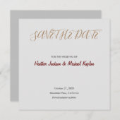 結婚式の日時をお知らせします - グレー プロフェッショナル クラシック セーブザデート (正面/裏面)