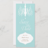 結婚式の日時をお知らせするシャンデリア縦型カード セーブザデート (正面)