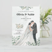 結婚式の日時をお知らせする招待カード（編集可能） 招待状 (スタンド正面)