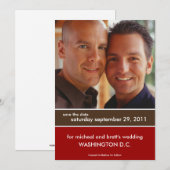 結婚式の日時をお知らせ カラーブロック式 セーブザデート (正面/裏面)