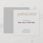 結婚式の日時を保存 クラシックなグレーのプロフェッショナルスタイル セーブザデート (正面/裏面)