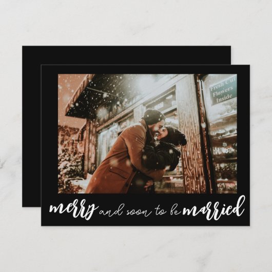 結婚式の日程おめでとう メリーと間もなく結婚する フォト シーズンカード (正面/裏面)
