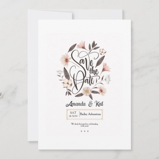 結婚式の日程お知らせカリグラフィー発表 セーブザデート (正面)