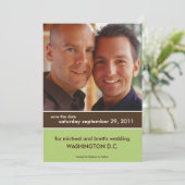 結婚式の日程お知らせカード {カラーブロック} セーブザデート (スタンド正面)