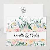 結婚式の日程お知らせ カスタマイズ可能な花のカード セーブザデート (正面/裏面)