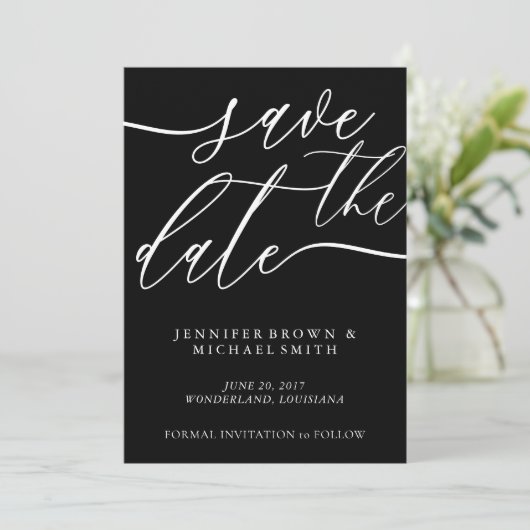 結婚式の日程お知らせ カスタム写真カリグラフィー セーブザデート (スタンド正面)