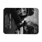 結婚式の日程お知らせ フォト ブラック＆ホワイト マグネット (横)