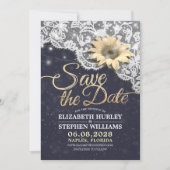 結婚式の日程お知らせ ライトストリングのひまわりレース セーブザデート (正面)