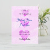 結婚式の日程をお知らせする現代的なデザインの発表カード 招待状 (スタンド正面)