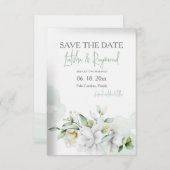 結婚式の日程をお知らせする花のカード 招待状 (正面/裏面)