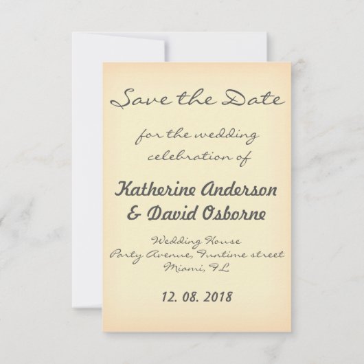 結婚式の日程を保存するデザイン 招待状 (裏面)