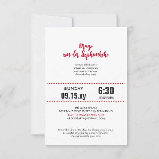 結婚式の日程を保存 グレートデーン 招待状 (正面)